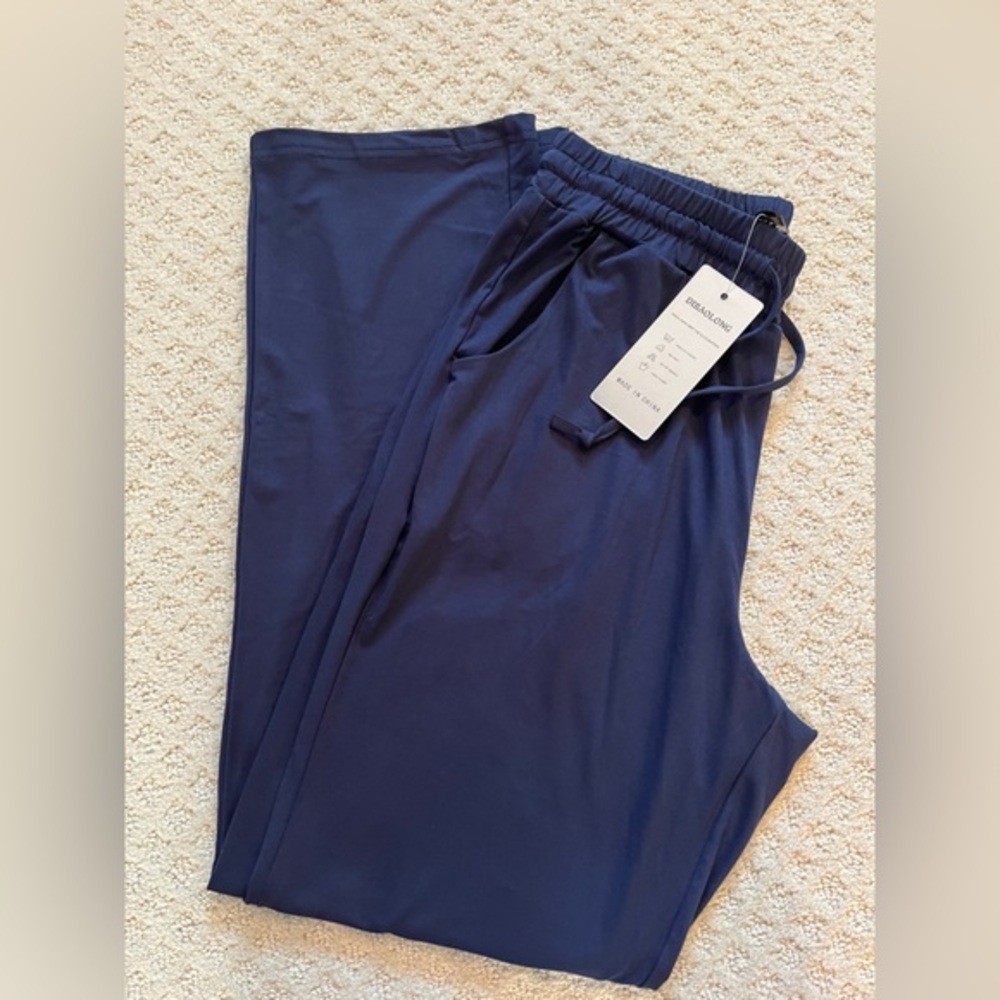 Dibaolong Navy Blue Stretch Waist Athletic Pants Size Medium